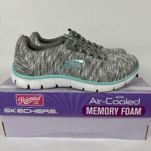 Skechers, Gray and Blue, Relaxed Fit, Slip-ins, Sneakers, Memory Foam Size 6.5 W